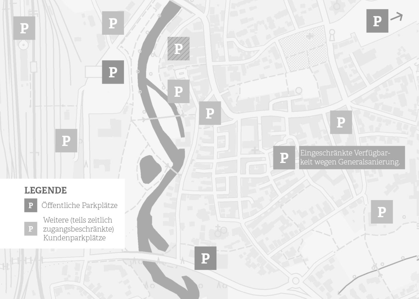 Plan mit Parkmöglichkeiten in Crailsheim.
