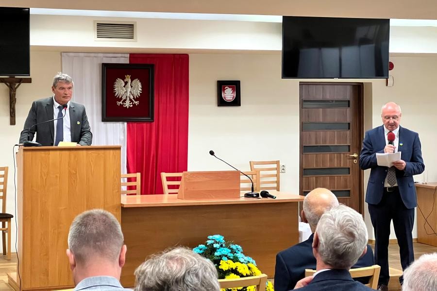 Bürgermeister hält Rede in Polen