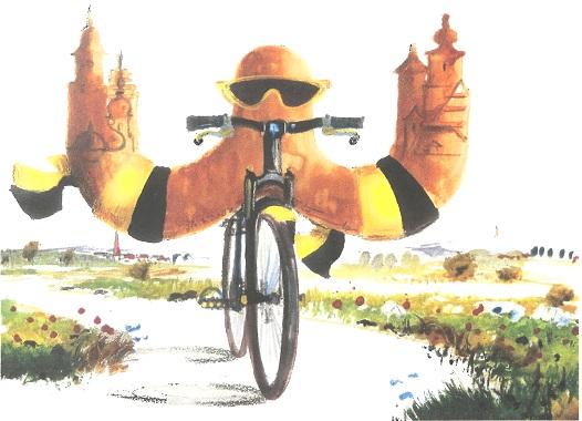 Bild von einem Horaff der auf einem Fahrrad einen Weg fährt