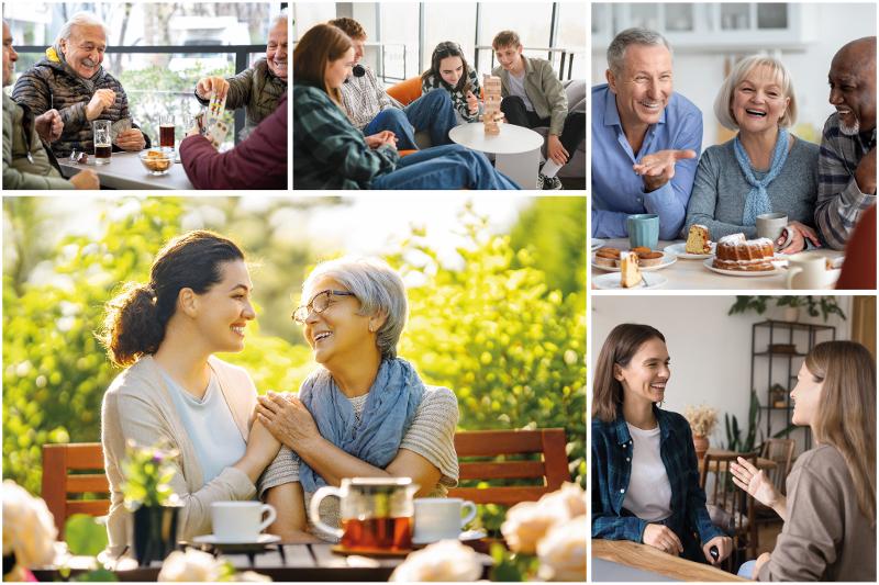Collage die Situationen einer Gemeinschaft wiederspiegeln