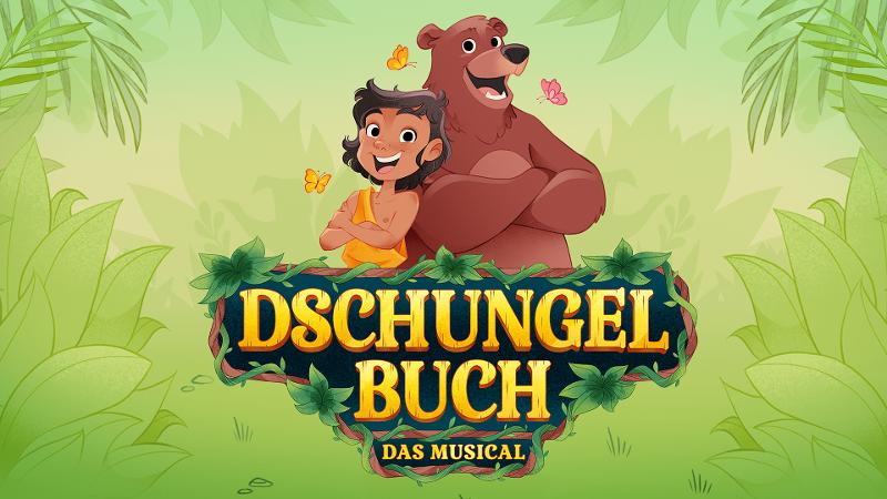 Dschungelbuchschrift mit Mogli und Balu