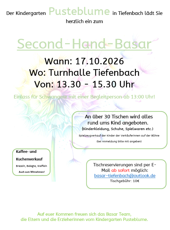 Flyer mit Informationen zum Second-Hand-Basar
