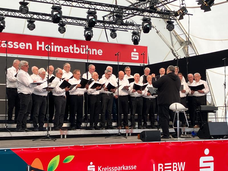 Männerchor auf einer Bühne