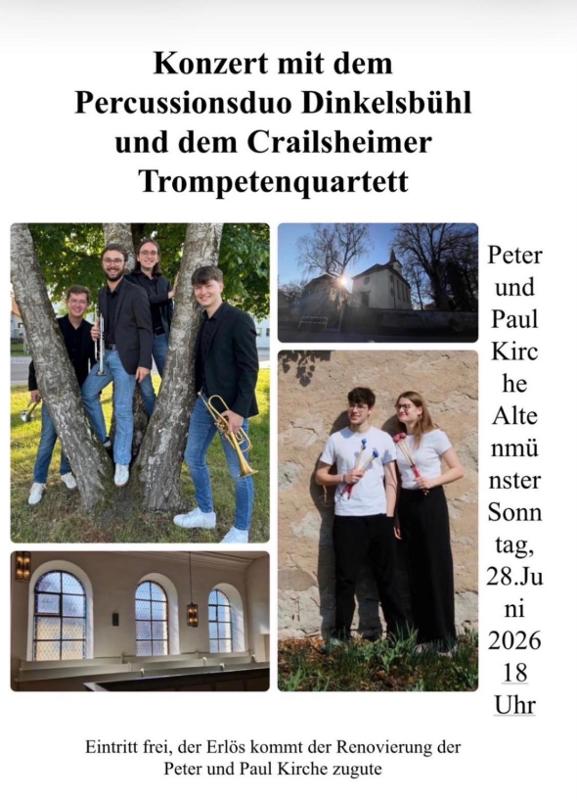 Bild des Trompetenquartettes und des Percussionsduo