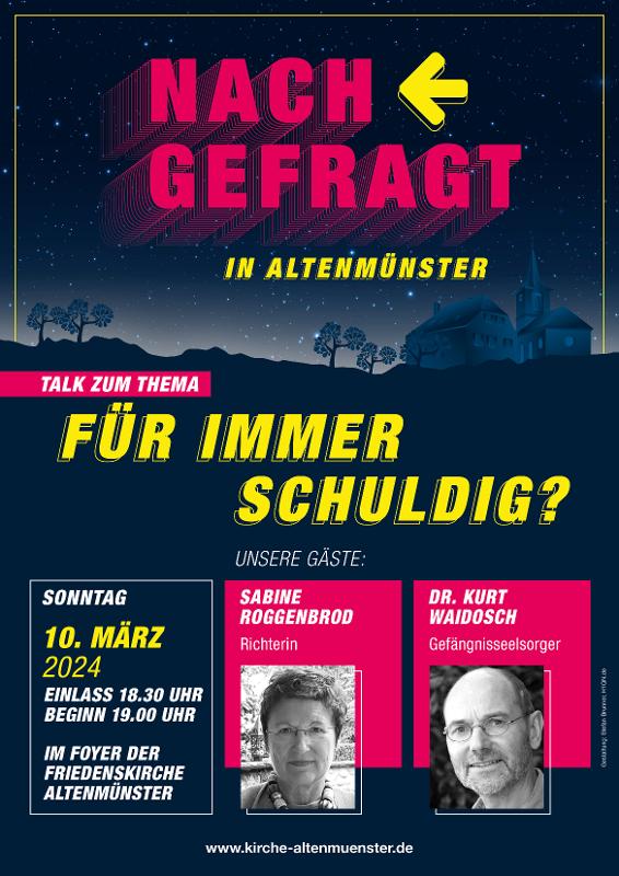 Plakate mit Infos zur Veranstaltung sowie Bilder der Gäste