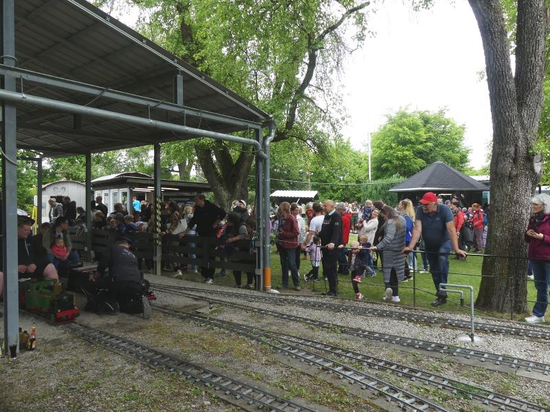 Bild von Gleisen in einem Garten