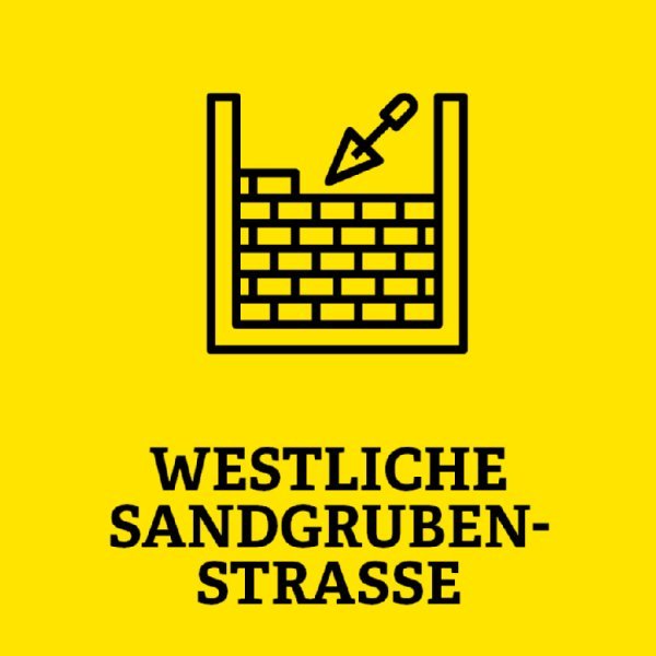 Symbole einer Mauer mit der Aufschrift darunter Westliche Sandgrubenstraße