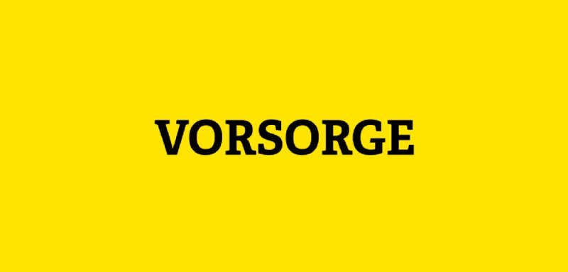 Gelbe Kachel mit Aufschrift Vorsorge