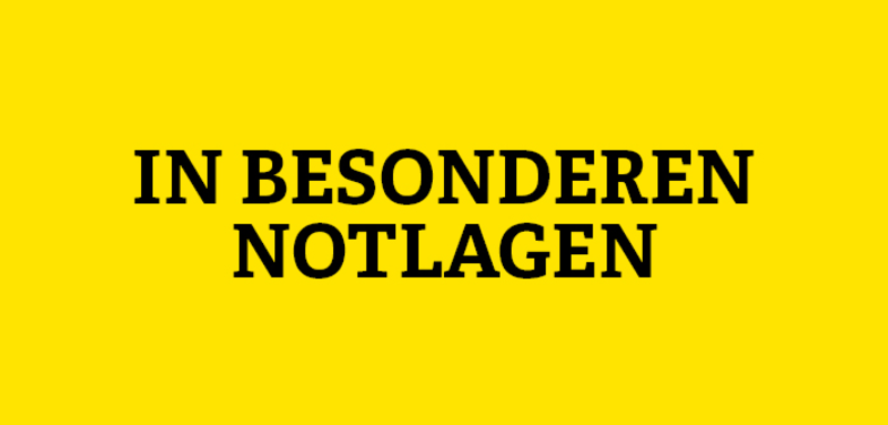 Gelbe Kachel mit Aufschrift in besonderen Notlagen
