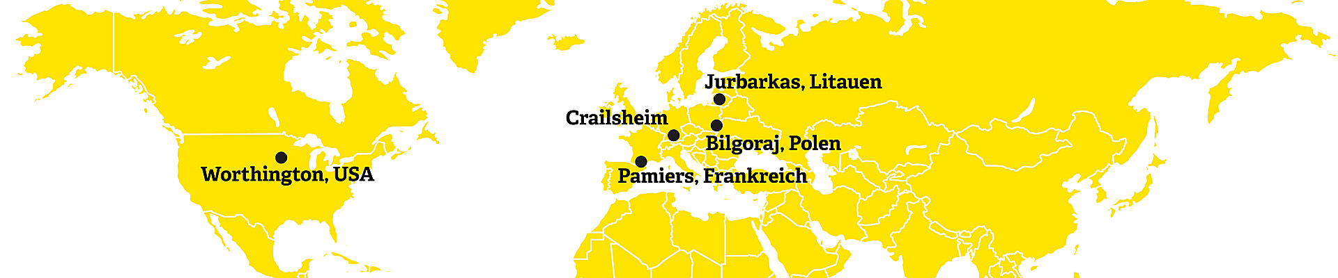 Weltkarte mit den Partnerstädten